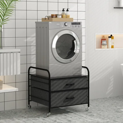 Miniatura 3 de EazeHome Mini soporte para refrigerador con almacenamiento, mini soporte para refrigerador, carrito de refrigerador de 2 cajones, unidad Negro