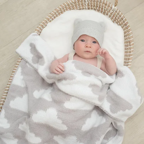 Miniatura 5 de Living Textiles Manta de Chenilla Gris Nubes Suave para Bebé Reversible de Alta Calidad Tejido Acogedor para el Mejor Confort - para Lactante, Niño