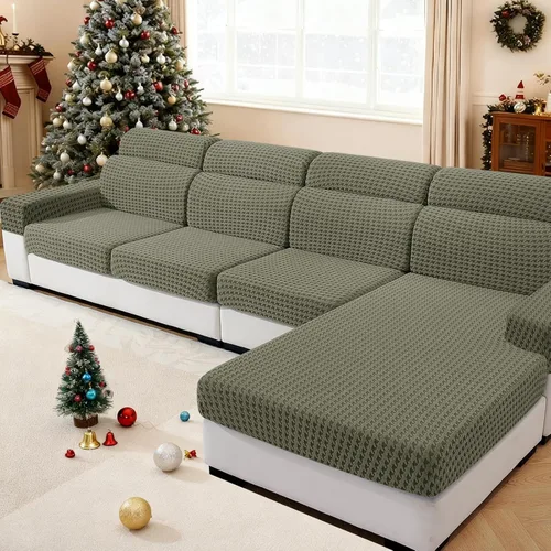 Miniatura 11 de MAXIJIN Fundas de cojín para sofá seccional, funda de cojín elástica para sofá, lavable, protector de muebles con parte inferior elástica y correa