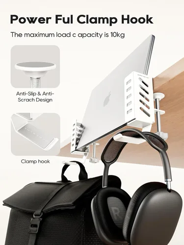 Miniatura 3 de Soporte lateral de escritorio para laptop, almacenamiento lateral de escritorio, organizador de escritorio lateral sin taladros, soporte lateral