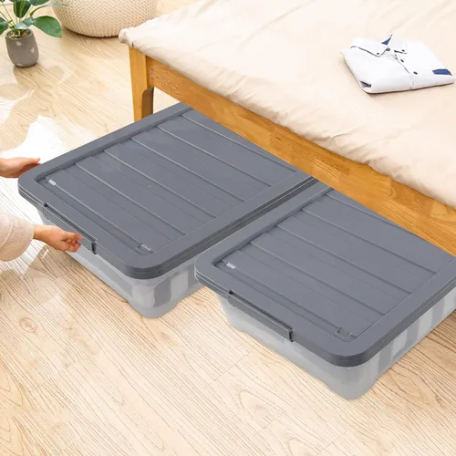 Miniatura 4 de 4 paquetes de cajas de almacenamiento debajo de la cama de 40 cuartos de galón, de plástico transparente debajo de la cama Plastic Underbed