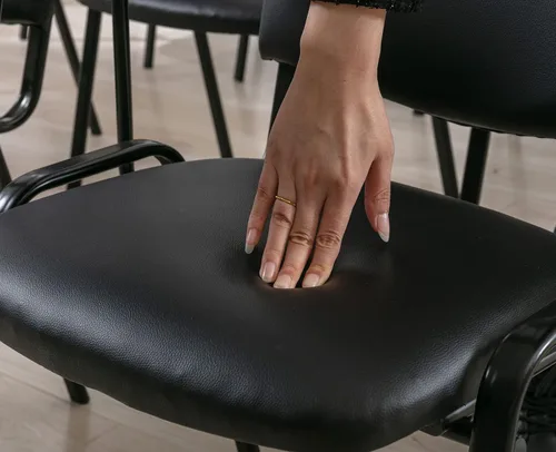 Miniatura 6 de Shunzhi Juego de 5 sillas de sala de espera apilables para sala de conferencias, silla de invitados con brazo para tableta para sala de descanso
