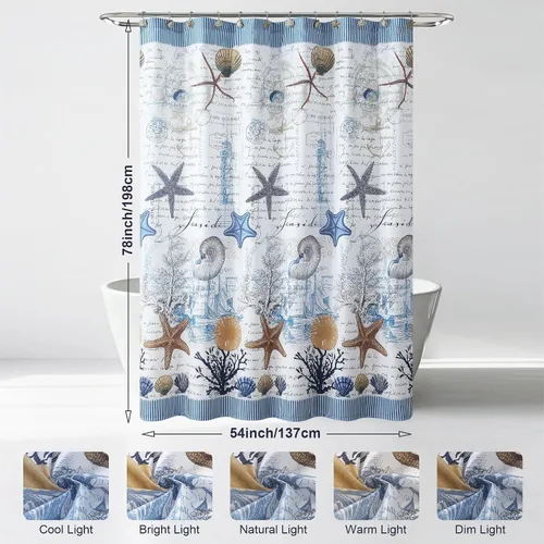 Miniatura 6 de Cortina para baño de poliéster decorativa con motivos submarinos, cortina para regadera resistente al moho, cortinas para baño con motivos marinos