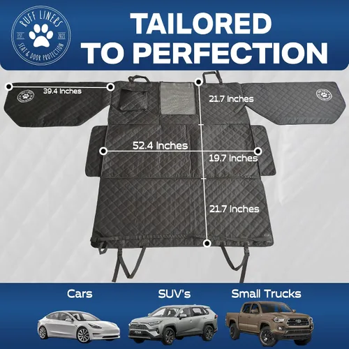 Miniatura 6 de Ruff Liners Funda para Asiento de Perro Mediana, Negro – Como se Vio en Shark Tank – Protector de Asiento Trasero para Autos, SUVs Medianos