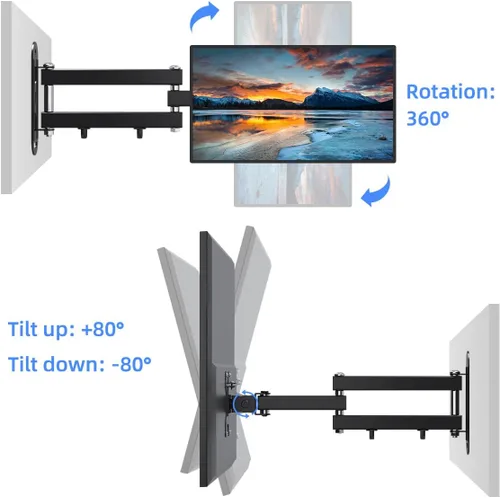 Miniatura 7 de suptek Soporte de Pared para TV con Brazo para Monitor Soporte de Pared para TV con Brazo para Pantalla Soporte para Monitor para 13-30" Ajustable