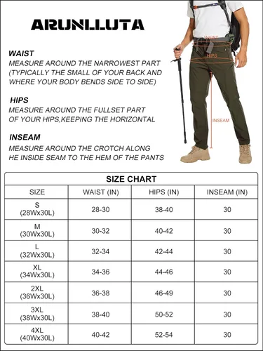 Miniatura 6 de Arunlluta Pantalones de senderismo para hombre, pantalones de viaje de senderismo, resistentes al agua, pantalones de trabajo elásticos de secado