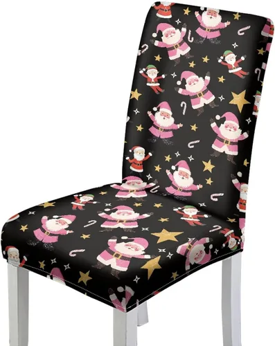 Miniatura 10 de HUGS IDEA Snowman Seat Covers for Dining Room Chairs Set of 2 Santa Claus Stretch Chair Slipcovers Protector Removable and Washable Kitchen Dining