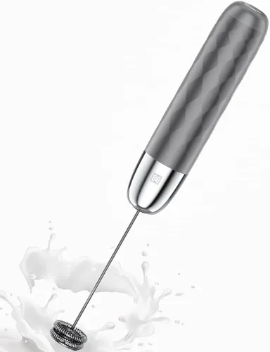 Maestri House Espumador de Leche Recargable, LunaFro Mini Espumador Eléctrico de Mano Desmontable con Batidor de Acero Inoxidable Mezclador de Gris