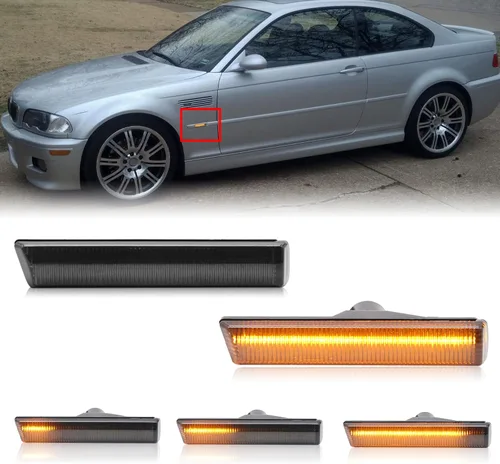 Miniatura 8 de Luces de Señal de Giro LED Secuenciales de Repuesto para 7 Series E38 1995-2001, 3 Series E46 M3 2001-2006, Lente Transparente Frontal Ámbar