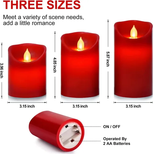 Miniatura 6 de Velas LED sin llama operadas por batería, velas eléctricas realistas con control remoto, parpadean como cera real, 4/5/6 pulgadas, 3