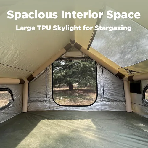 Miniatura 3 de Tienda de campaña inflable para campamento, instalación rápida con bomba, tienda de campaña Oxford impermeable de 4 estaciones con tragaluz, tienda