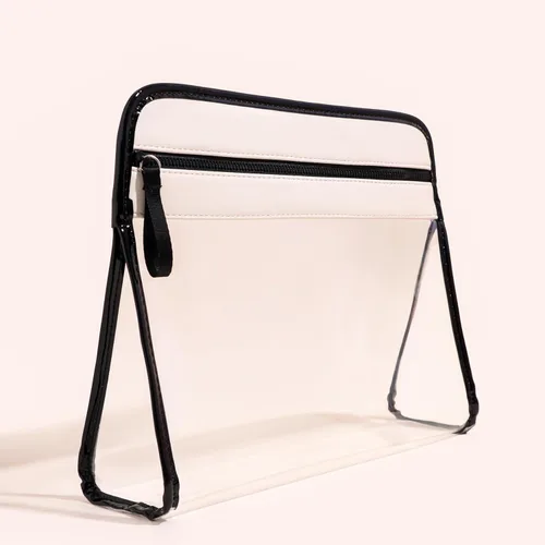 Miniatura 2 de ZOOX Clarity, neceser de lujo y estuche de chorro con ventana transparente, apto para viajes TSA (marfil, bolsa, grande)