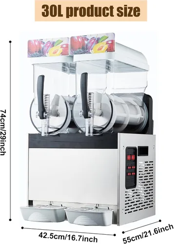 Miniatura 2 de KnoRRs 15/30/45L Máquina comercial de hielo Slush, Máquina de enfriamiento de bebidas que hace, Máquina de jugo de granizado de enfriamiento