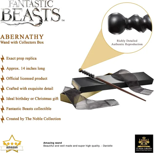 Miniatura 3 de The Noble Collection Fantastic Beasts Abernathy Wand en caja de coleccionista – Varita del mundo mágico de 14 pulgadas – Juego de película