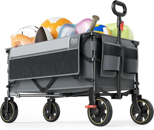 Miniatura 14 de Timber Ridge Carro plegable extra largo de 49 pulgadas con portón trasero y frenos, carro plegable resistente de 300 libras con mango ajustable, Azul