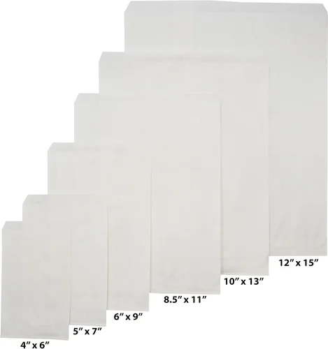 Miniatura 7 de CuteBox 100 bolsas de regalo de papel plano blanco (8.5 x 11 pulgadas) para mercancía, manualidades, recuerdos de fiesta, venta al por menor