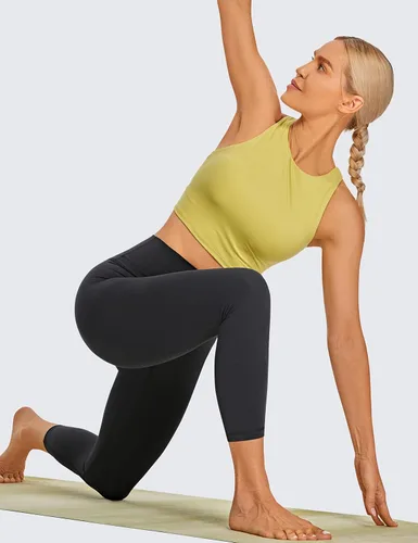 Miniatura 3 de CRZ YOGA Leggings capri de entrenamiento cepillado para mujer, 21 pulgadas, cintura alta, compresión para gimnasio, control de abdomen, yoga