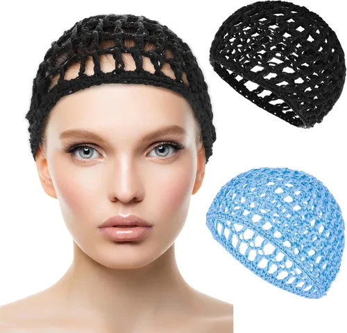 Miniatura 10 de WLLHYF Gorros de Peluca para Cabello Grueso y Largo, Gorros Ajustables de Red Malla Trenzada para Tejer, Hacer Crochet, Coser, Tejido de Red