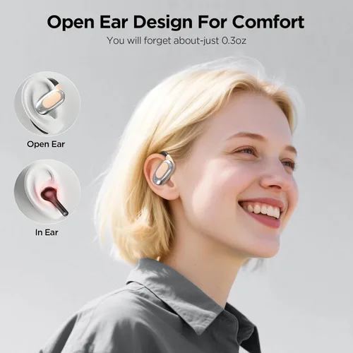 Miniatura 3 de Auriculares inalámbricos de oreja abierta, auriculares de conducción de aire con micrófono, tiempo de reproducción de 42 horas, llamadas claras