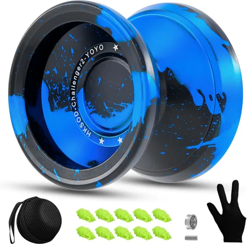 C2 Yoyo - Yoyos profesionales sensibles, principiantes y adultos, yoyos de doble función, yoyo de metal con bolsa, guantes, 10 cuerdas de yoyo y kit