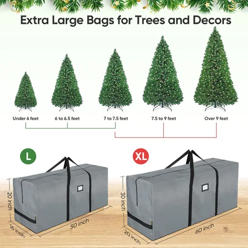 Miniatura 2 de BALEINE Bolsa de almacenamiento para árbol de Navidad de 7.5 pies, bolsa para árbol de Navidad artificial extragrande resistente con asas reforzadas