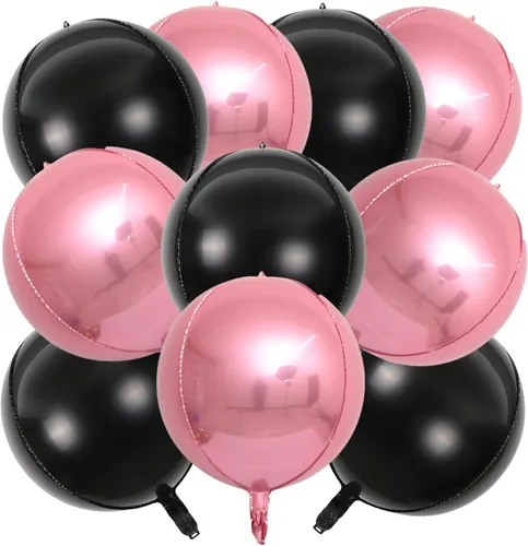 Miniatura 22 de KALOR Globos de papel de aluminio de 22 pulgadas de feliz año nuevo, 10 piezas, globos grandes 4D gigantes redondos de papel de aluminio metálico