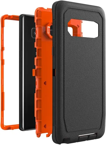 Miniatura 5 de Funda WOGROO para Galaxy Note 8, funda protectora resistente a caídas y golpes de grado pesado y resistente para Samsung Galaxy Note 8, Negro+Naranja