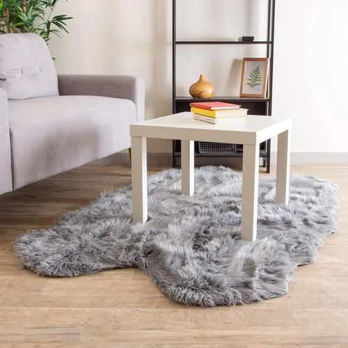 Miniatura 15 de Super Area Rugs - Alfombra de piel de oveja suave y esponjosa Gris oscuro