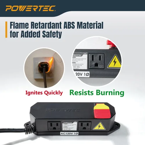 Miniatura 5 de Powertec Interruptor de seguridad para herramientas eléctricas de doble salida - Interruptor de paleta de 120V 15A con cerradura de llave