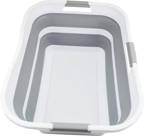 SAMMART Cesta plegable de plástico para la ropa sucia de 42L (11 galones), contenedor de almacenamiento plegable y organizador, tina de lavado