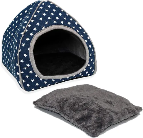 Miniatura 7 de BWOGUE Casa Cama para Conejillo de Indias Acogedora Cueva de Hámster Escondite Grande para Conejos Enanos Erizo Dragón Barbudo Nido de Invierno