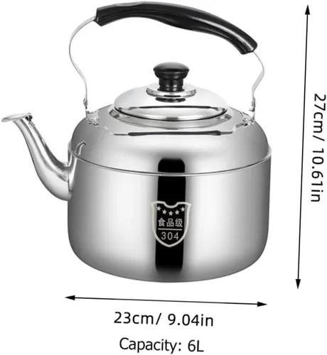 Miniatura 3 de Luxshiny Hervidor de té silbante de acero inoxidable, caldera de agua de 6 L, tetera de gran capacidad con mango antiquemaduras para el hogar
