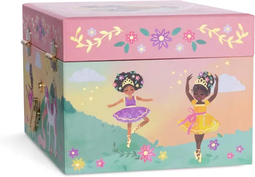 Miniatura 5 de Jewelkeeper Joyero musical para niña con bailarina negra diseño de pequeña reina con lámina dorada melodía de lago cisne