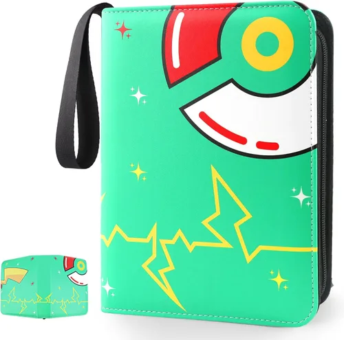 Miniatura 13 de GOROMA Carpeta de tarjetas con 4 bolsillos, 400 bolsillos con 50 fundas extraíbles, soporte para álbum con cremallera para coleccionista de Rojo