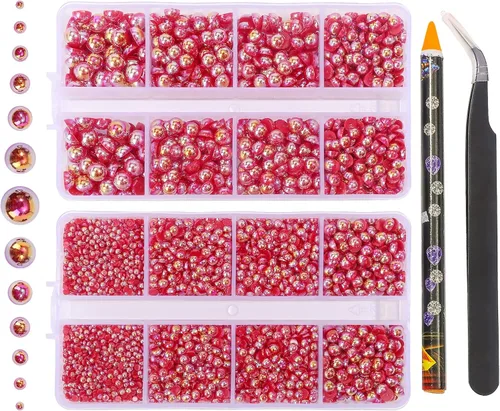 Miniatura 13 de 6540 PIEZAS Cuentas de Perlas de Resina de Color Mixto con Parte Posterior Plana, Tamaño Mixto de 5/64, 1/8, 5/32, 13/64, 3/16, 1/4, 3/8, 5/8 Mezcla