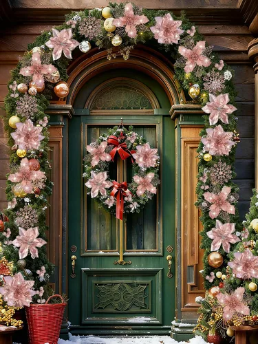 Miniatura 2 de BSMYBO 59 piezas 6 estilos de flores de Pascua artificiales para árbol de Navidad, adornos de Navidad en color oro rosa con tallos de bayas, copos