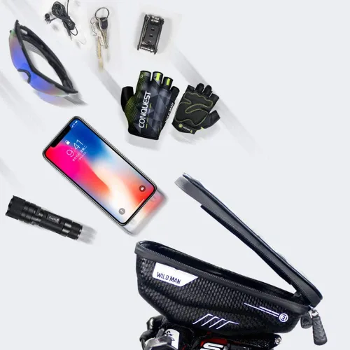 Miniatura 3 de Bolsa de manillar de bicicleta, resistente al agua, accesorios para manillar de bicicleta, bolsa de tubo frontal superior para bicicleta, soporte