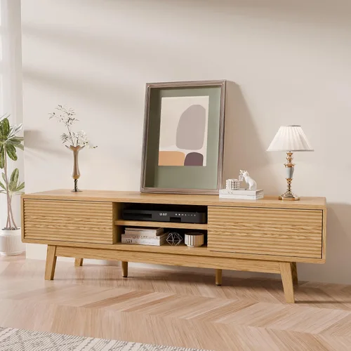 TOLEAD Soporte para TV de 59", Soporte de Televisión Moderno de Mediados de Siglo para TV de 43/55/65 pulgadas, Consola de TV de Perfil Bajo con