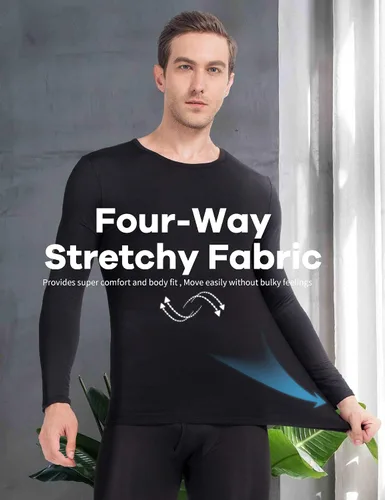 Miniatura 3 de MANCYFIT Conjunto de ropa interior térmica para hombre, forro polar, ultra suave