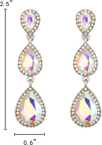 Miniatura 61 de EleQueen Pendientes de cristal austriaco en tono dorado para mujer, forma de pera de 2.5 pulgadas, color esmeralda