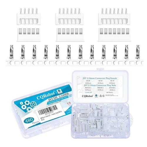 Miniatura 53 de CQRobot JST EL 4.5 mm de paso 2 pines conector electrónico IC macho, enchufes hembra carcasa y kit de terminales de crimpado en T macho/hembra. 50