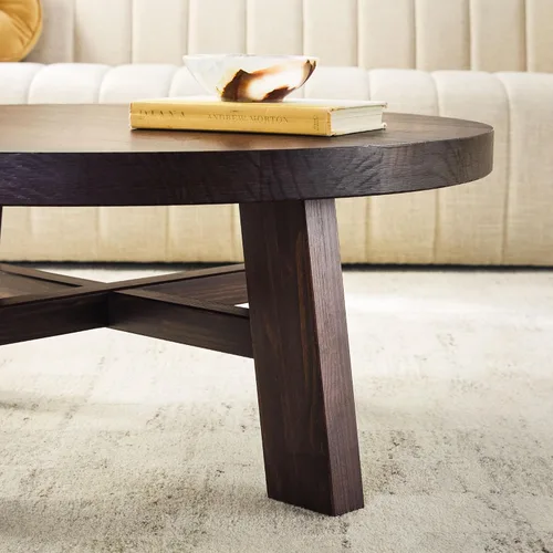 Miniatura 5 de Walker Edison Colt Modern Farmhouse - Mesa de centro redonda de madera maciza, 36 pulgadas, color espresso