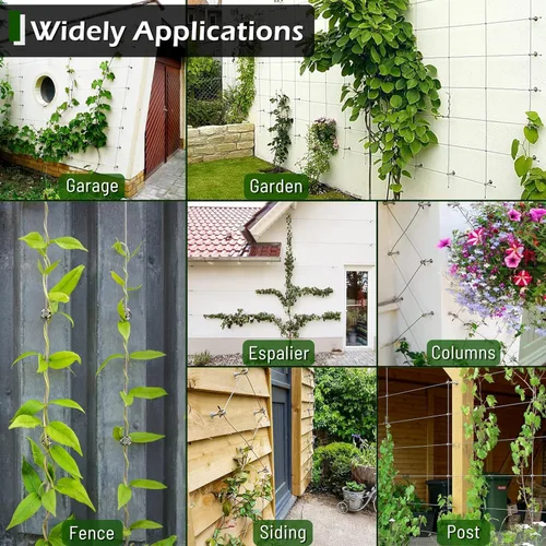 Miniatura 7 de Enrejado de alambre para plantas trepadoras al aire libre, juego de 20 enrejados de alambre de pared con cable y cortador de acero inoxidable