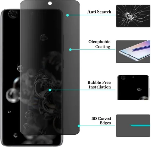 Miniatura 3 de Protector de pantalla de privacidad para Galaxy S20 Ultra, compatible con fundas, huellas dactilares disponibles, película suave para Samsung Galaxy