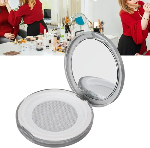 Miniatura 7 de Caja de polvo suelta, contenedor de polvo recargable vacío de 0.11 oz, estuche portátil de polvo con espejo de soplado de polvo y tamiz de red