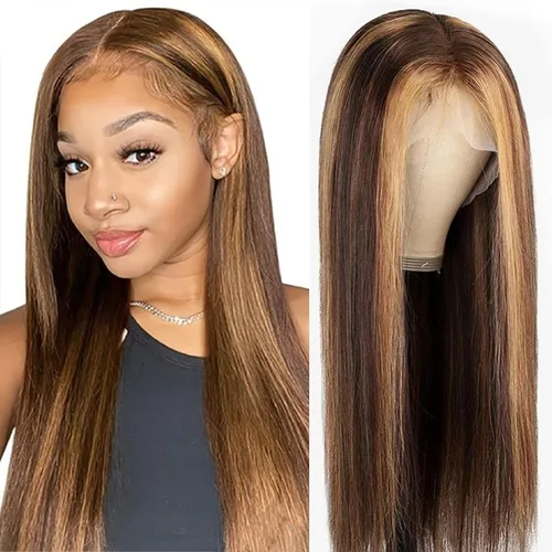 Miniatura 51 de SENSAIRUITE Peluca Rizada Ombré con Reflejos Rubio Miel Peluca con Diadema Cabello Humano 12 Pulgadas Onda Profunda Densidad 180% Pelucas
