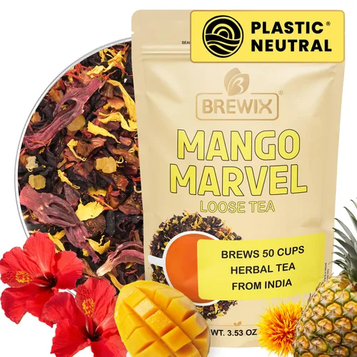 Miniatura 27 de BREWIX, Bedtime Blossom - Té suelto de hierbas (más de 50 tazas) sin cafeína y totalmente natural Mezcla relajante floral nocturna Rooibos