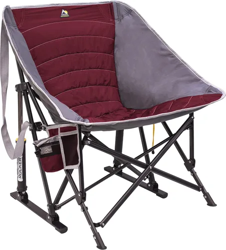 Miniatura 8 de GCI Outdoor - Mecedora plegable estilo sling para exteriores con portavasos y bolsillo para teléfono Rojo