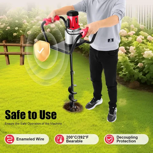 Miniatura 5 de Taladro eléctrico para taladros de poste de 1.5 KW, 1.6 HP, 110 V, taladro eléctrico de acero aleado, taladro de tierra, taladro de tierra