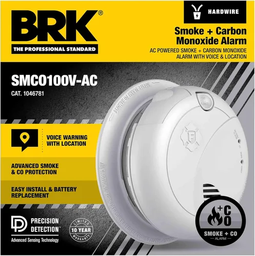Miniatura 2 de First Alert BRK Interconnect - Alarma combinada de humo y monóxido de carbono con batería de reserva y alertas de voz, 1 paquete